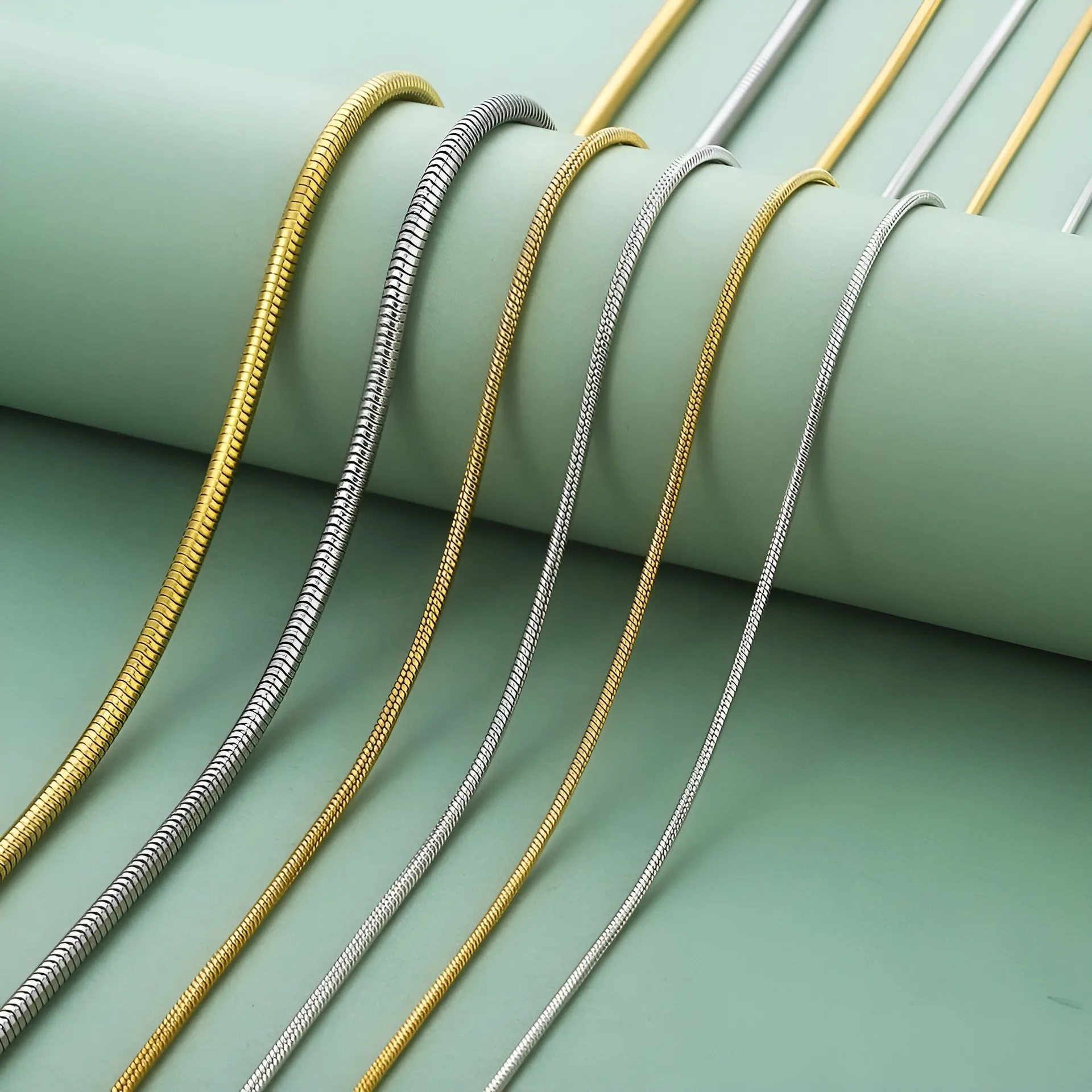 Stainless Steel Snake Chain Bracelet Necklace Set for Women - European American Style Jewelry - Round Snake Bone Chain Accessories - Hot Selling Ins Style