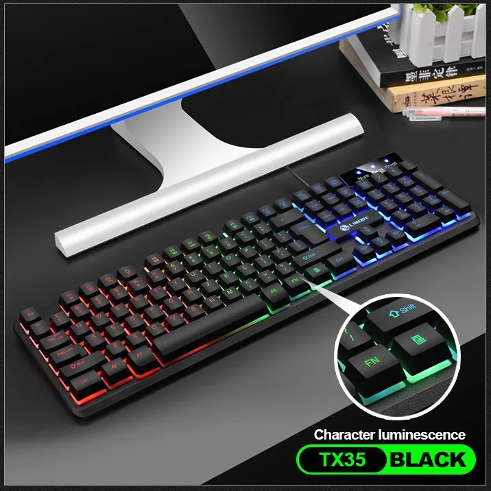 TX35 Luminous Wired Gaming Keyboard - Suspension Mechanical Feel - USB Ergonomic Keyboard for Home, Office, PC Gaming - LED Backlit Keyboard thumbnail 5
