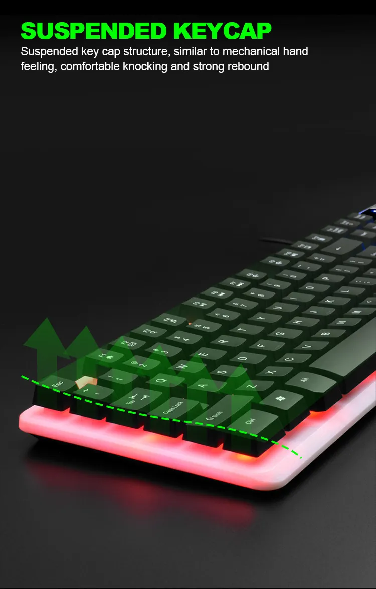 TX35 Luminous Wired Gaming Keyboard - Suspension Mechanical Feel - USB Ergonomic Keyboard for Home, Office, PC Gaming - LED Backlit Keyboard showcase 4