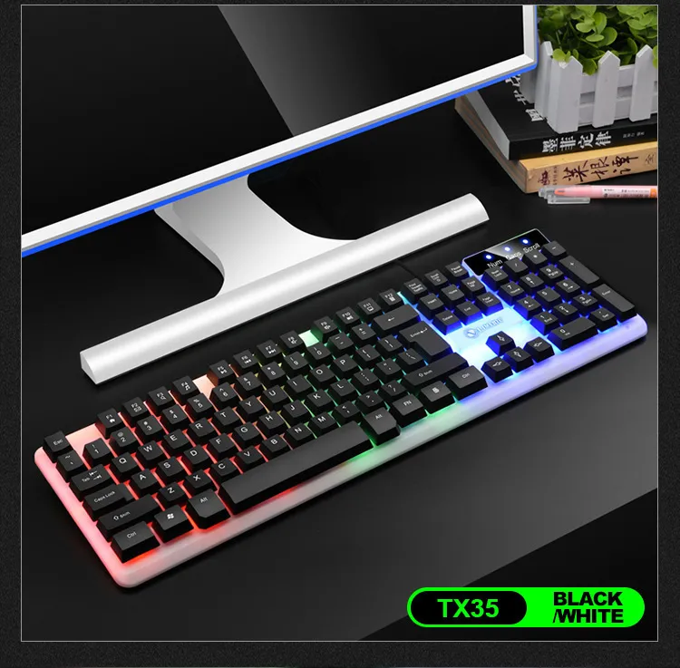 TX35 Luminous Wired Gaming Keyboard - Suspension Mechanical Feel - USB Ergonomic Keyboard for Home, Office, PC Gaming - LED Backlit Keyboard showcase 3
