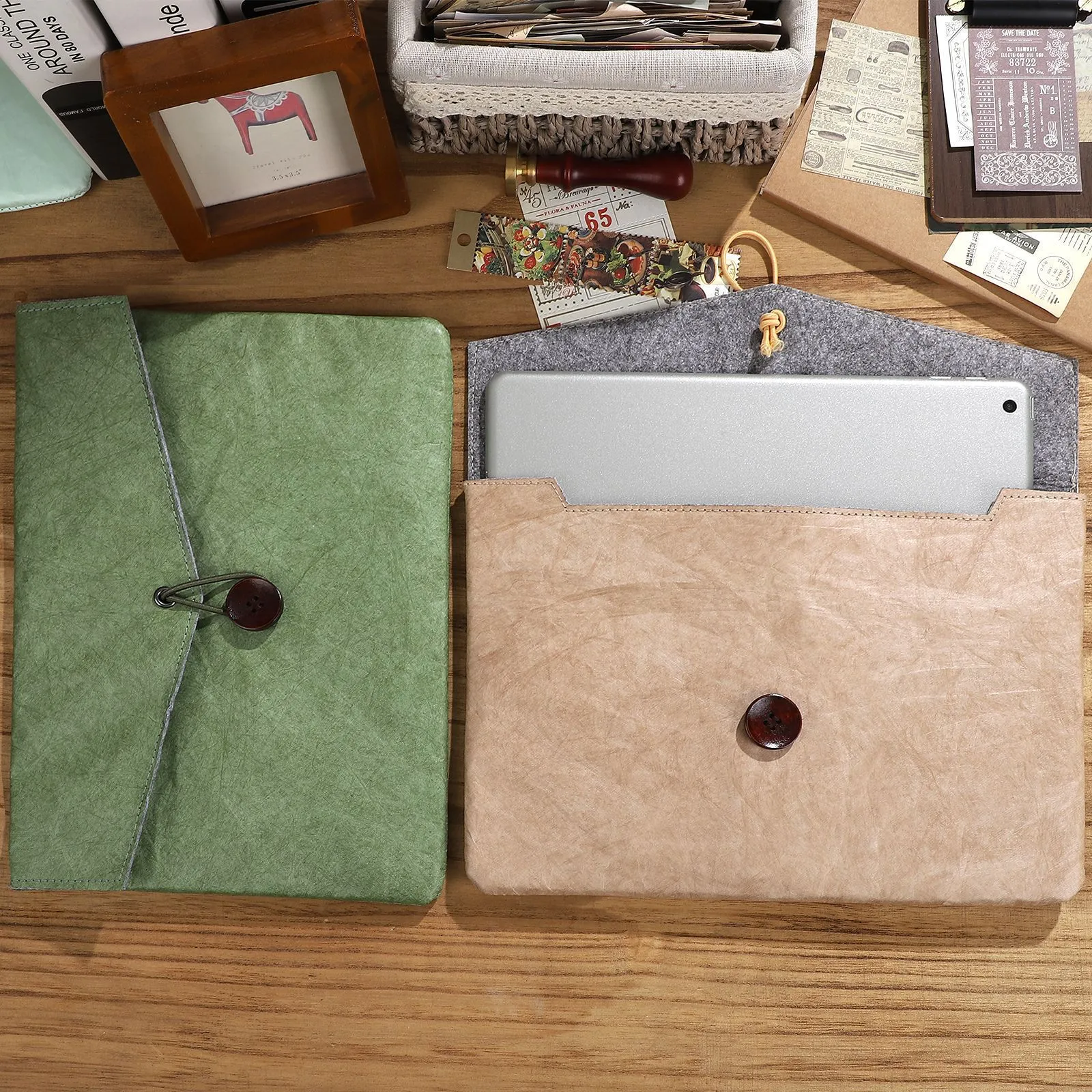 Dupont Paper Briefcase Business Notebook Protective Cover Retro Tablet Liner Bag Multi-Functional Storage Bag - Lightweight, Durable, Water-Resistant, Stylish Design for Professionals and Students thumbnail 1