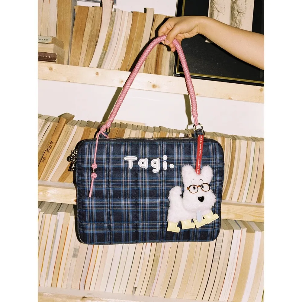 Woven Small Pillow Embroidered Beaded Handbag Shoulder Bag for Women, Anti-Drop Shockproof Laptop Computer Bag, Stylish Ladies Travel Work Bag thumbnail 3