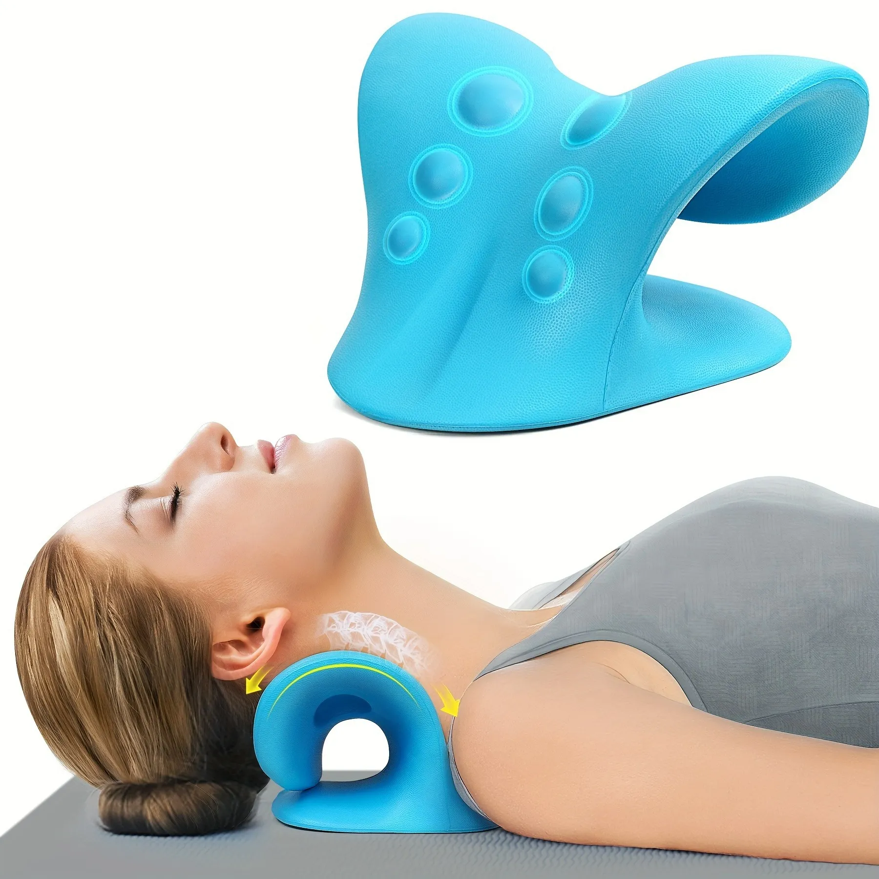 Cervical Pillow Massager for Neck and Shoulder Pain Relief - Acupressure Traction Orthosis for Spine Alignment and Muscle Relaxation