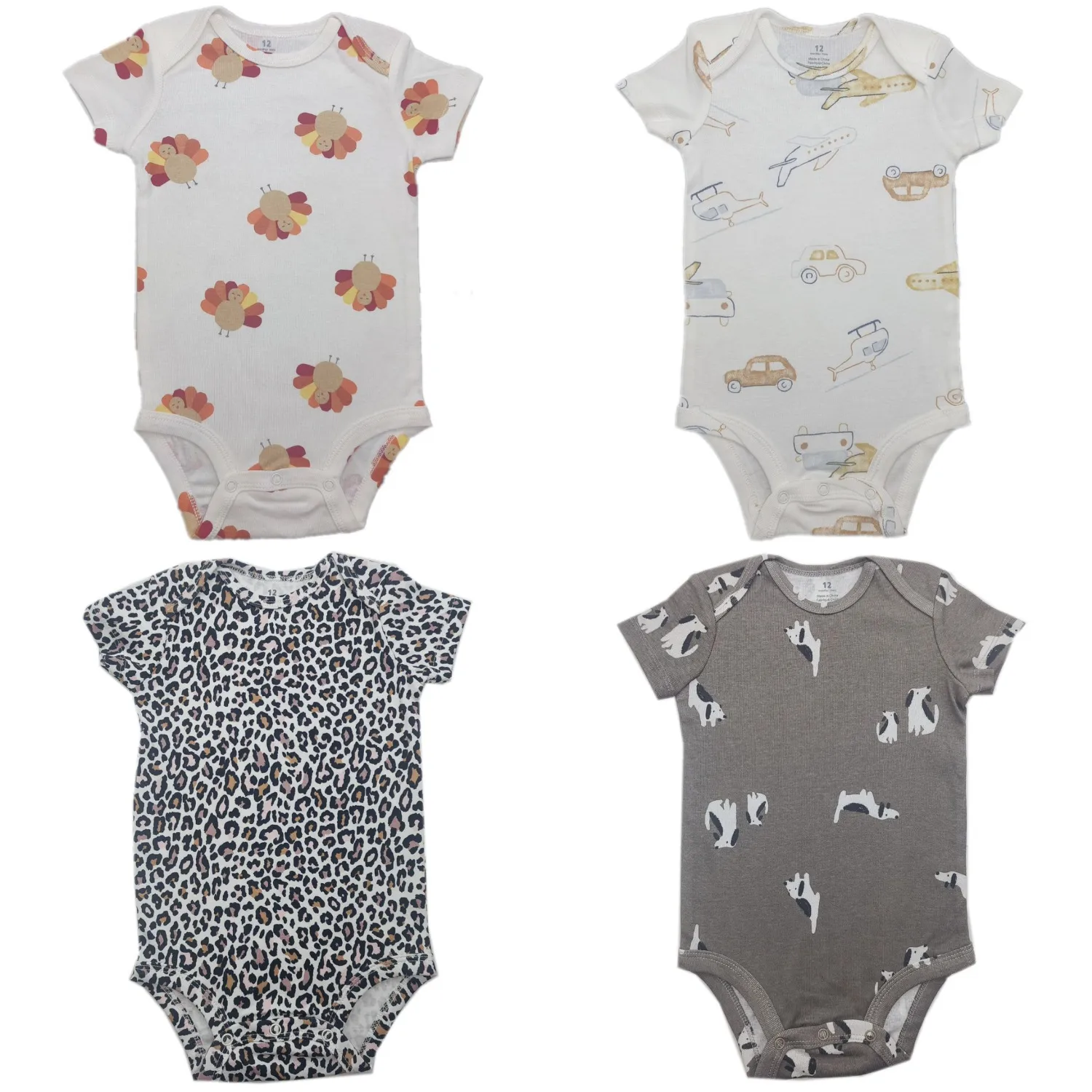 Baby Boys' Short Sleeve Triangle Romper Set - Newborn Infant Summer Bodysuit - Soft Cotton One-Piece Crawling Suit - Mixed Prints & Colors thumbnail 1