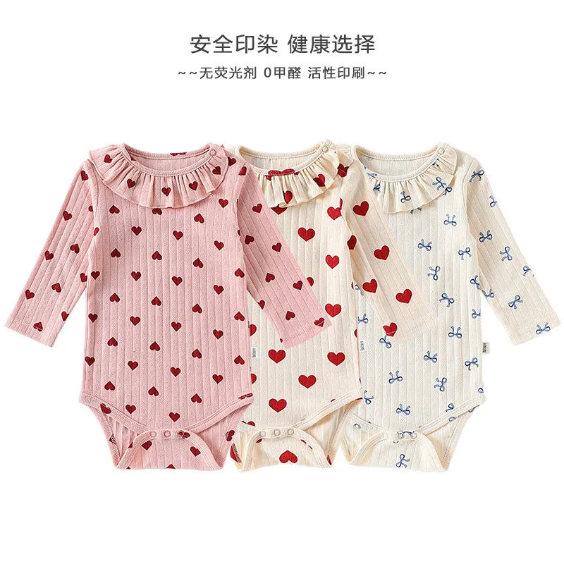 Baby Romper Spring Pure Cotton Class A Newborn Clothes Unisex Lace Collar Jumpsuit Crawling Suit for Infants and Toddlers thumbnail 3