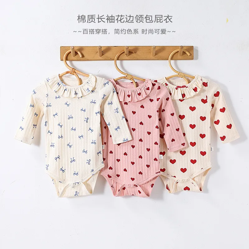 Baby Romper Spring Pure Cotton Class A Newborn Clothes Unisex Lace Collar Jumpsuit Crawling Suit for Infants and Toddlers thumbnail 2