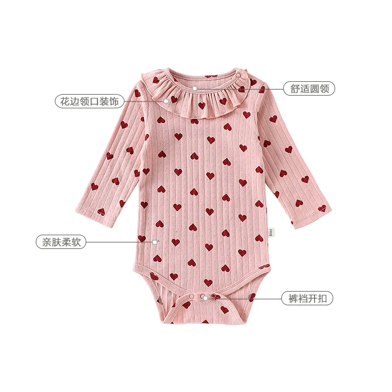Baby Romper Spring Pure Cotton Class A Newborn Clothes Unisex Lace Collar Jumpsuit Crawling Suit for Infants and Toddlers thumbnail 4