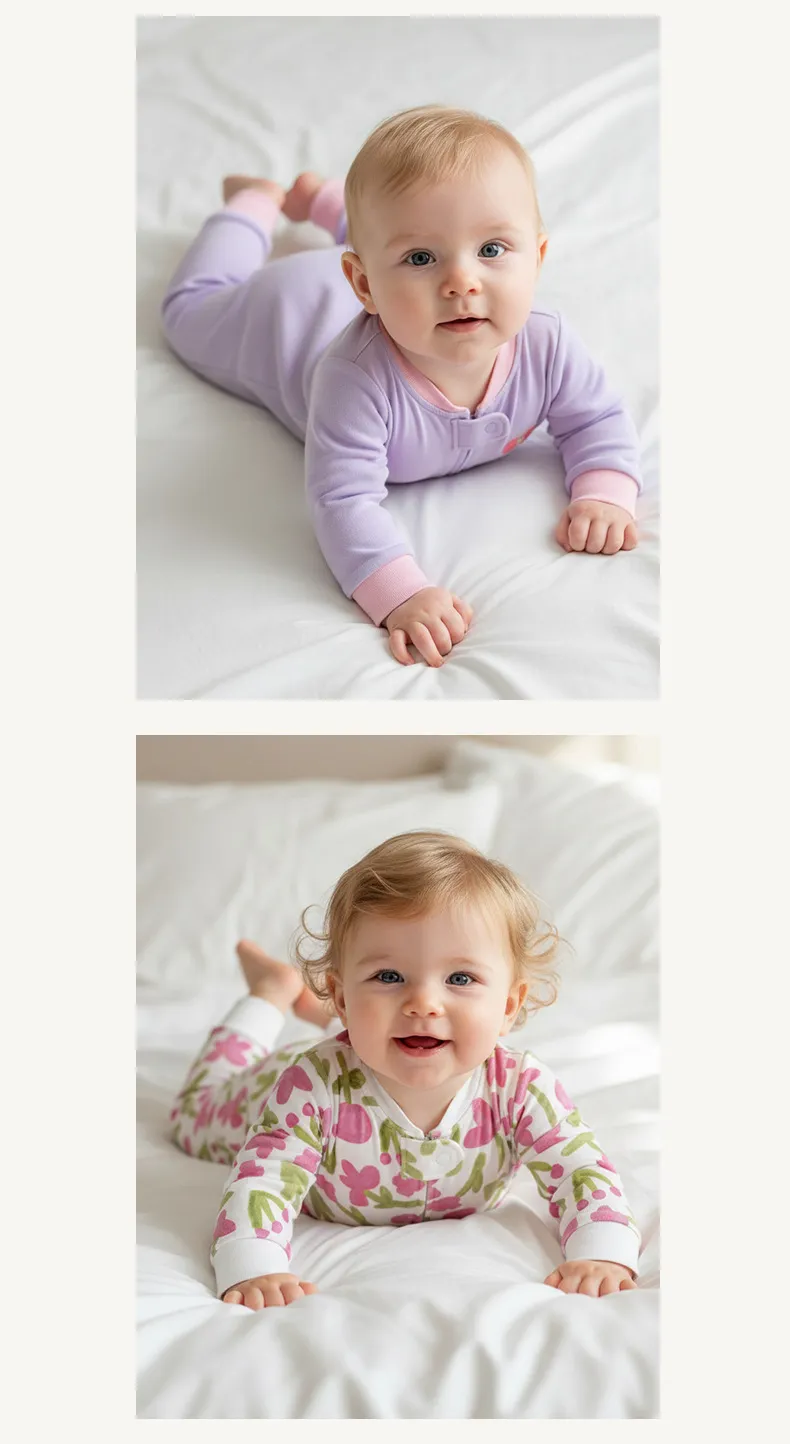 Baby Cotton Romper Jumpsuit A-Class Zipper Bodysuit Outwear, Long Sleeve One-Piece Pajamas for Infants, Suitable for All Seasons showcase 7