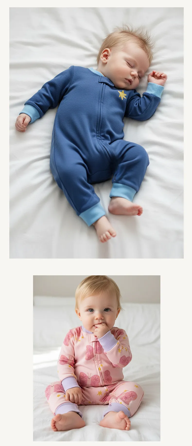 Baby Cotton Romper Jumpsuit A-Class Zipper Bodysuit Outwear, Long Sleeve One-Piece Pajamas for Infants, Suitable for All Seasons showcase 10