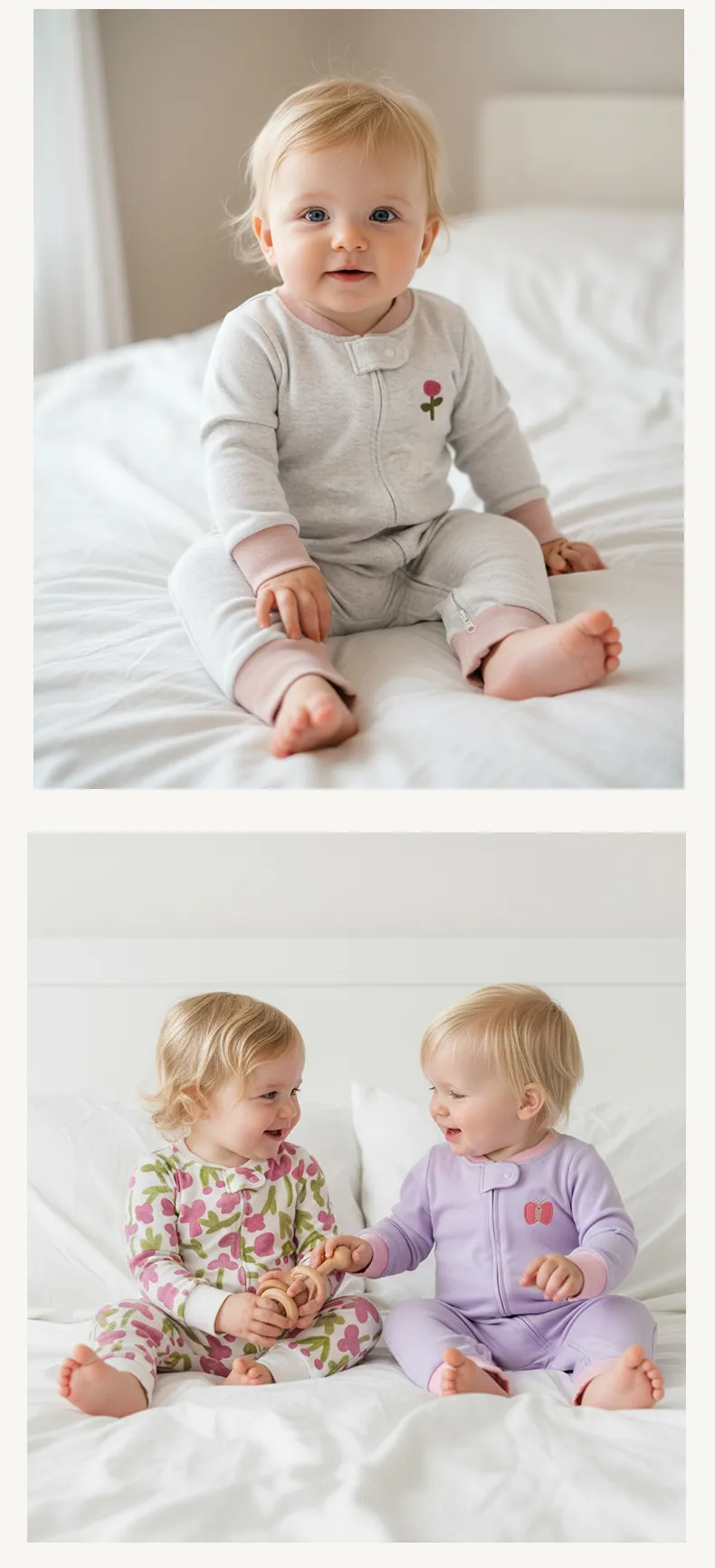 Baby Cotton Romper Jumpsuit A-Class Zipper Bodysuit Outwear, Long Sleeve One-Piece Pajamas for Infants, Suitable for All Seasons showcase 6
