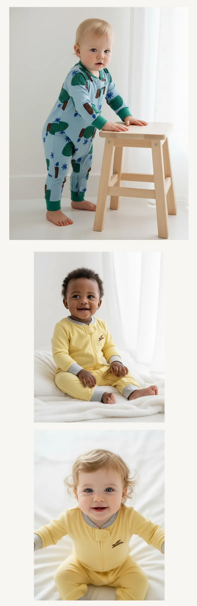 Baby Cotton Romper Jumpsuit A-Class Zipper Bodysuit Outwear, Long Sleeve One-Piece Pajamas for Infants, Suitable for All Seasons showcase 9
