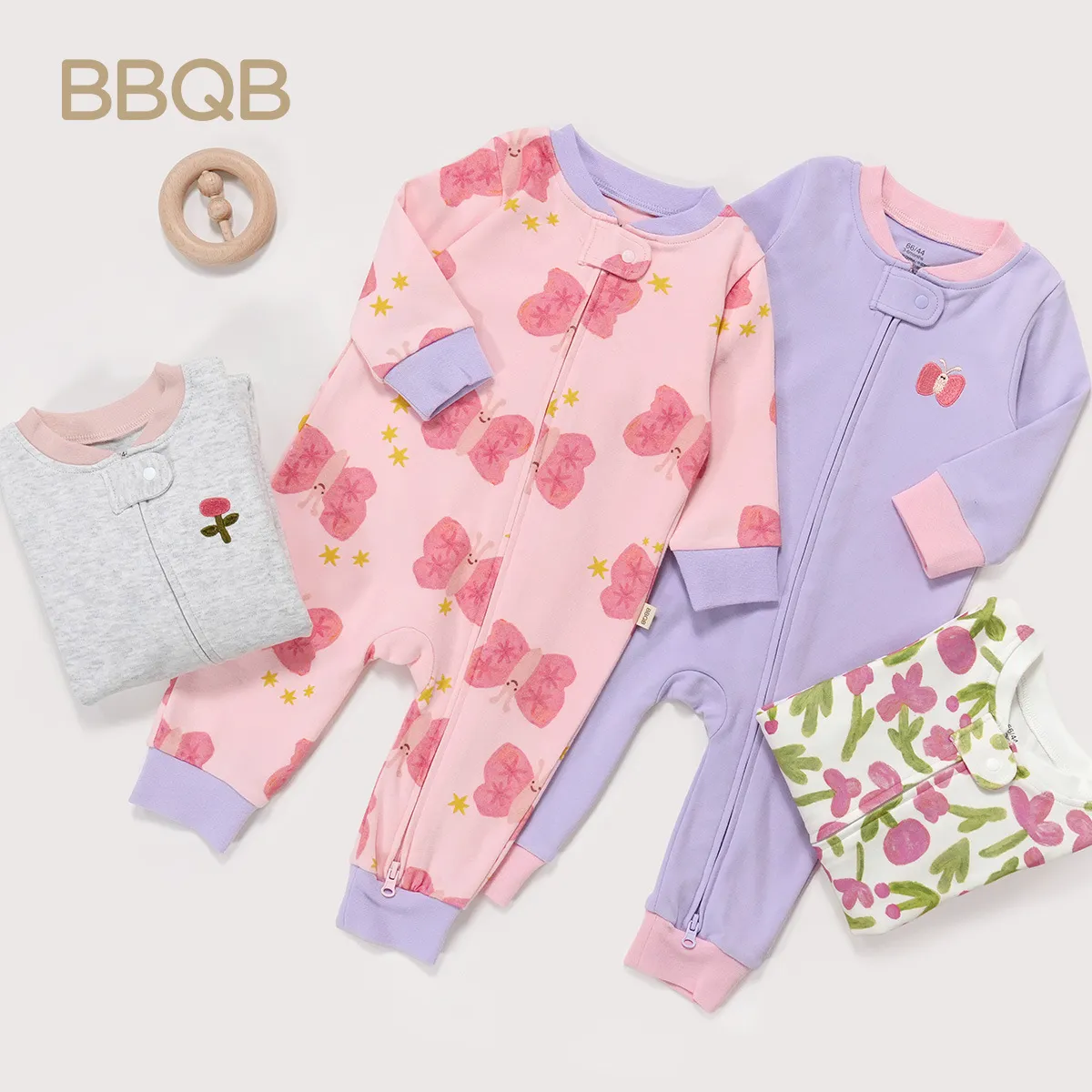 Baby Cotton Romper Jumpsuit A-Class Zipper Bodysuit Outwear, Long Sleeve One-Piece Pajamas for Infants, Suitable for All Seasons thumbnail 3