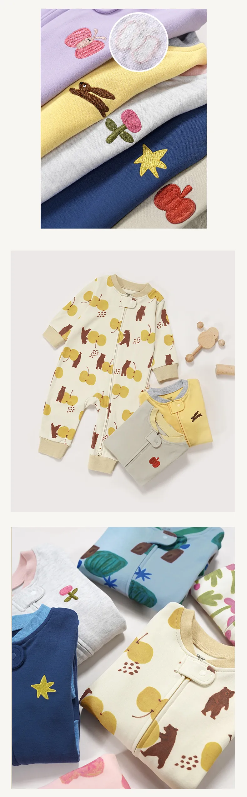 Baby Cotton Romper Jumpsuit A-Class Zipper Bodysuit Outwear, Long Sleeve One-Piece Pajamas for Infants, Suitable for All Seasons showcase 12