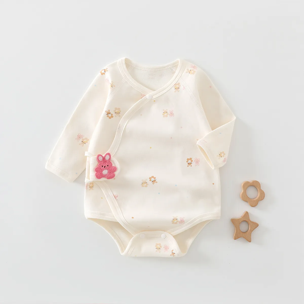 Newborn Baby Clothes Set - Pure Cotton Triangle Romper, Long Sleeve Bodysuit, Class A Quality - Infant Essentials for Spring thumbnail 6