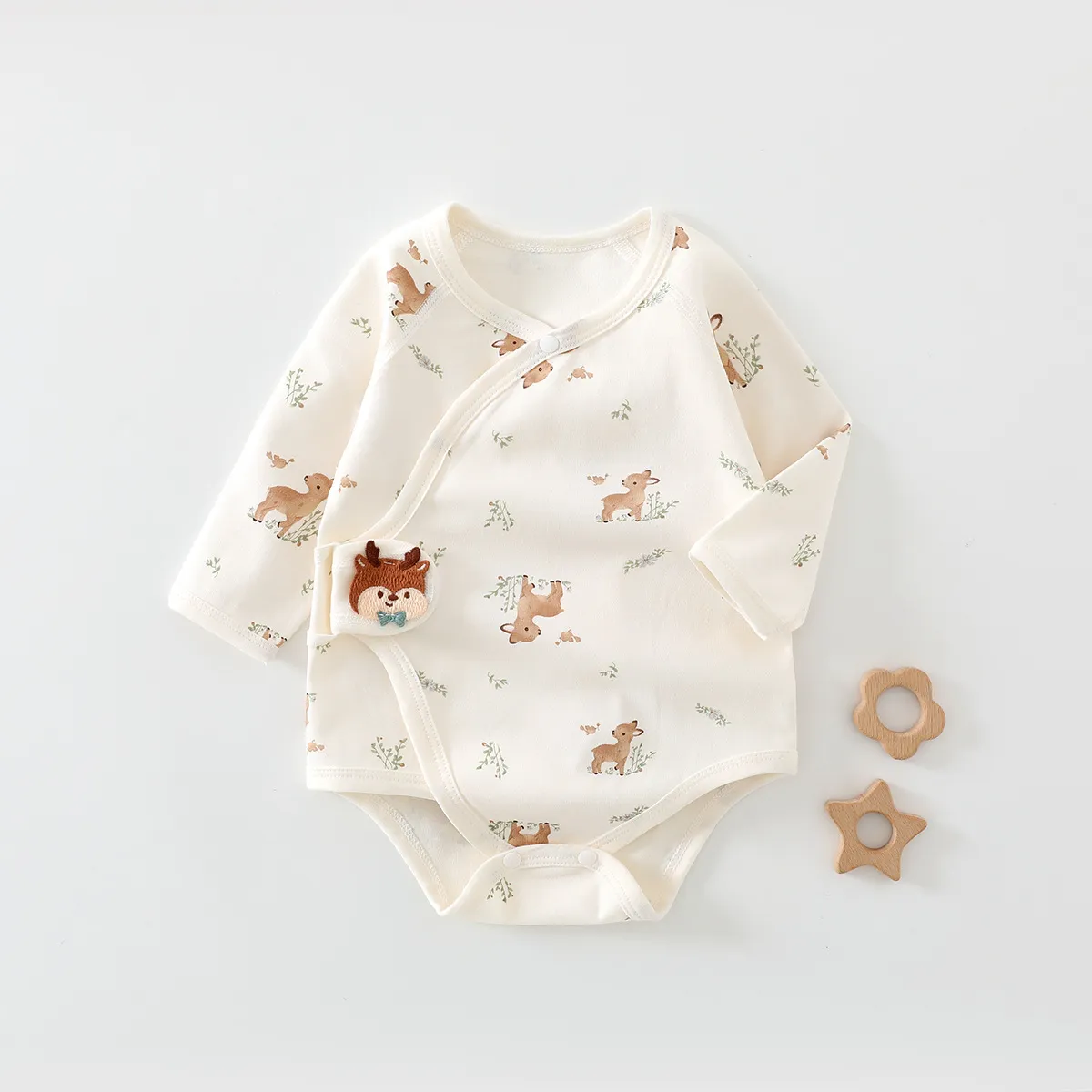 Newborn Baby Clothes Set - Pure Cotton Triangle Romper, Long Sleeve Bodysuit, Class A Quality - Infant Essentials for Spring thumbnail 3