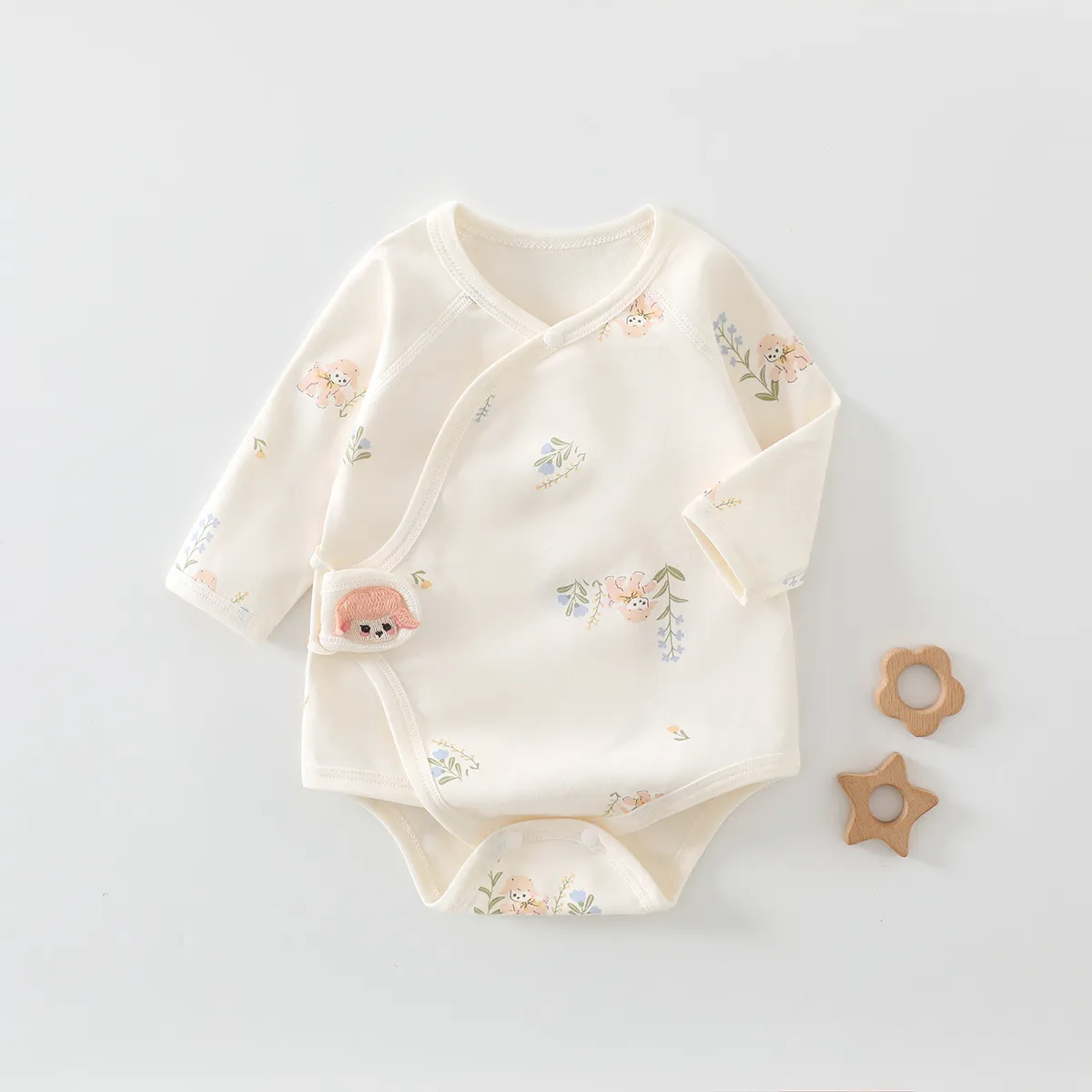 Newborn Baby Clothes Set - Pure Cotton Triangle Romper, Long Sleeve Bodysuit, Class A Quality - Infant Essentials for Spring thumbnail 9