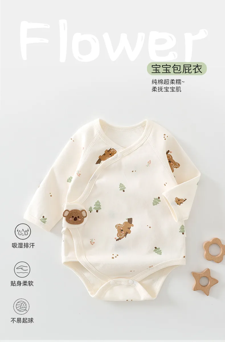 Newborn Baby Clothes Set - Pure Cotton Triangle Romper, Long Sleeve Bodysuit, Class A Quality - Infant Essentials for Spring showcase 1