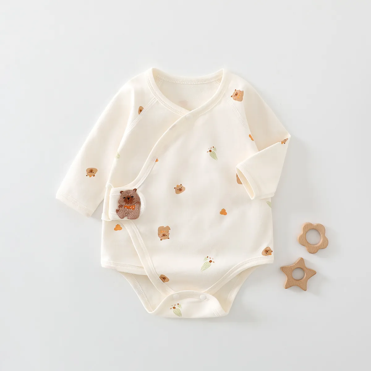 Newborn Baby Clothes Set - Pure Cotton Triangle Romper, Long Sleeve Bodysuit, Class A Quality - Infant Essentials for Spring thumbnail 2