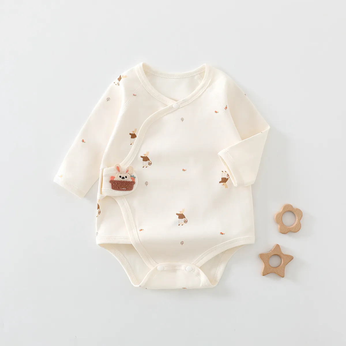 Newborn Baby Clothes Set - Pure Cotton Triangle Romper, Long Sleeve Bodysuit, Class A Quality - Infant Essentials for Spring thumbnail 7
