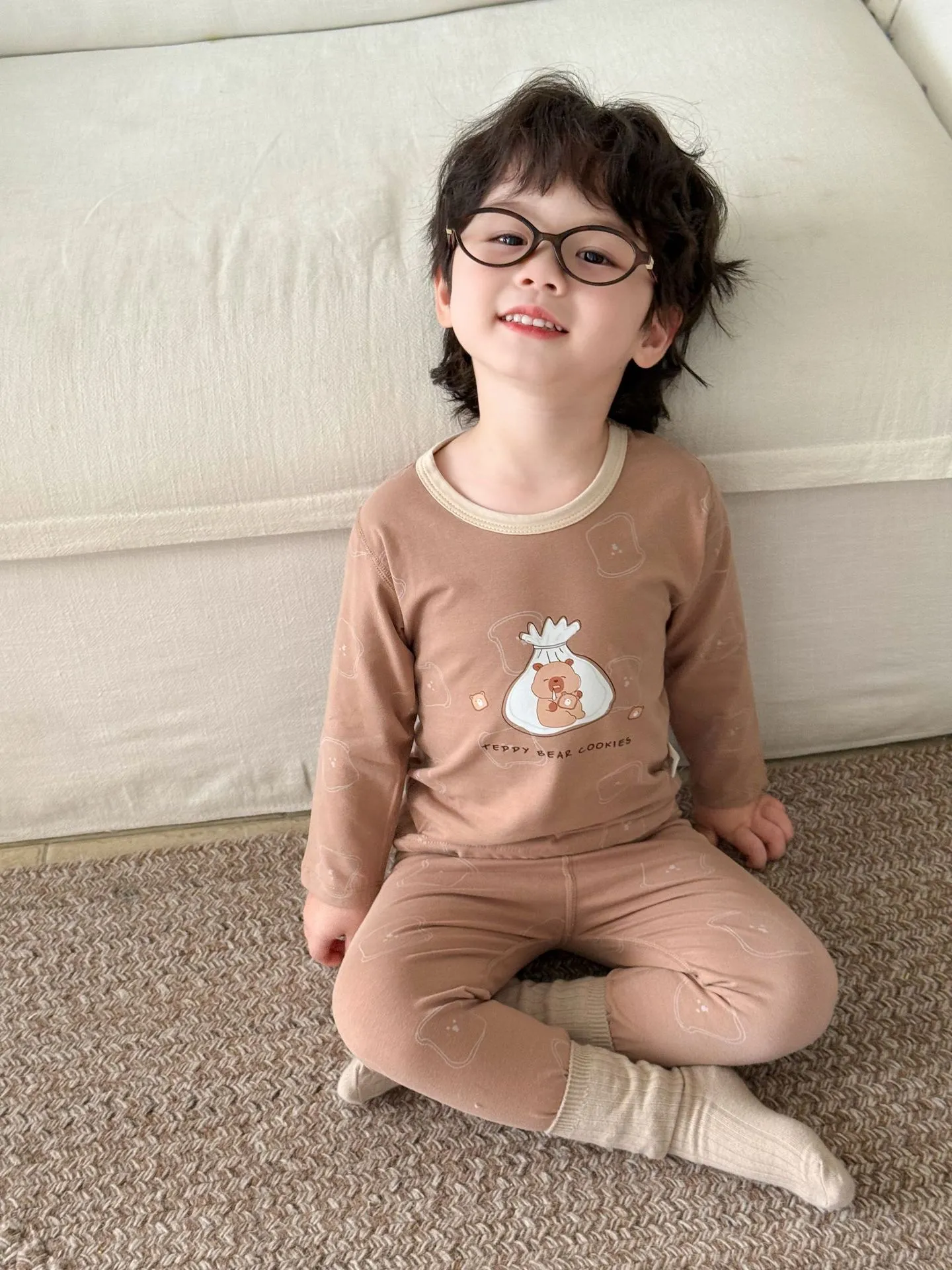 Kids Thermal Underwear Set - Lycra Seamless Pure Cotton - Boys and Girls Autumn Clothes, Pants, Baby Home Wear - Spring and Autumn thumbnail 6