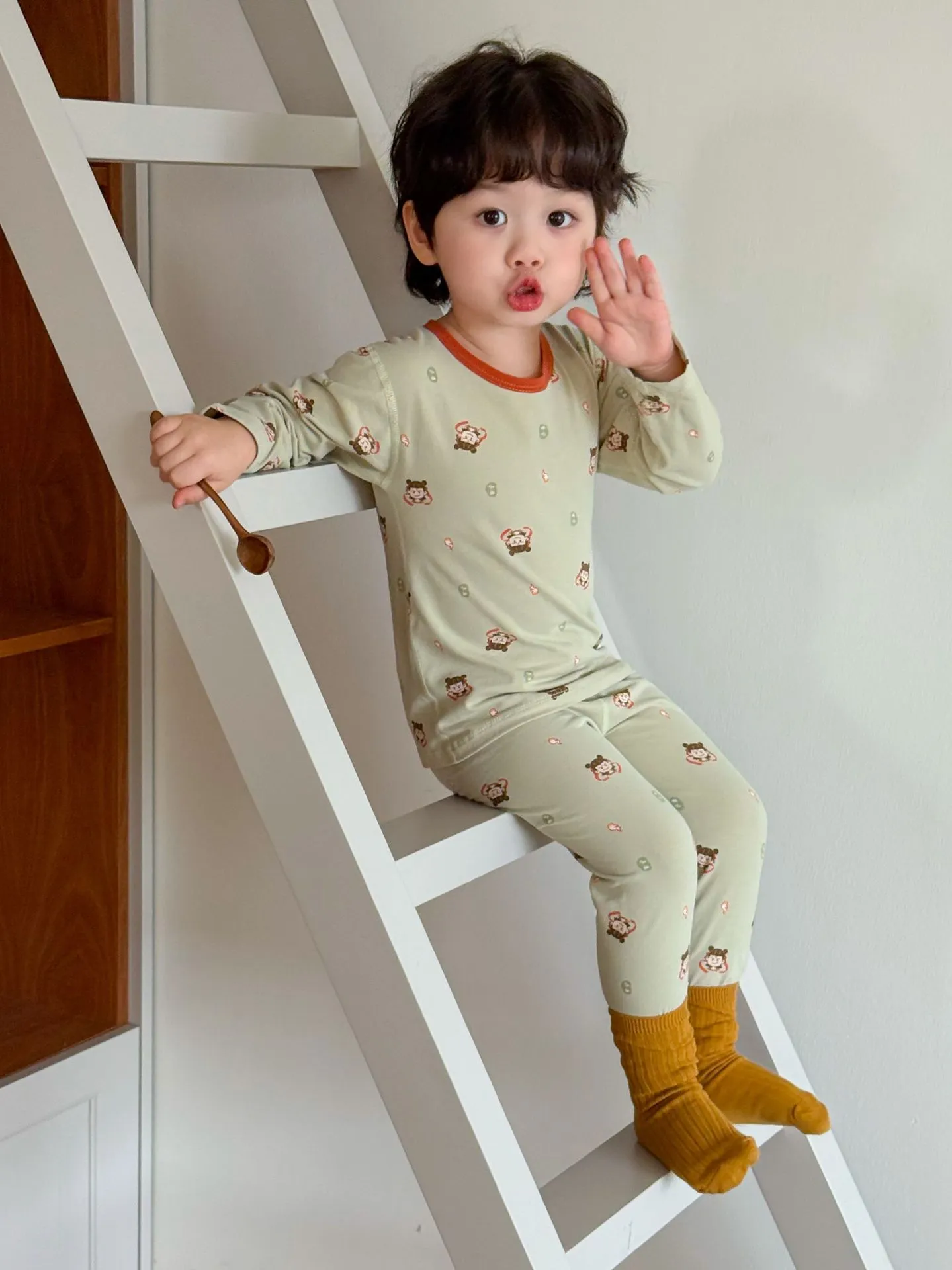 Kids Thermal Underwear Set - Lycra Seamless Pure Cotton - Boys and Girls Autumn Clothes, Pants, Baby Home Wear - Spring and Autumn thumbnail 10