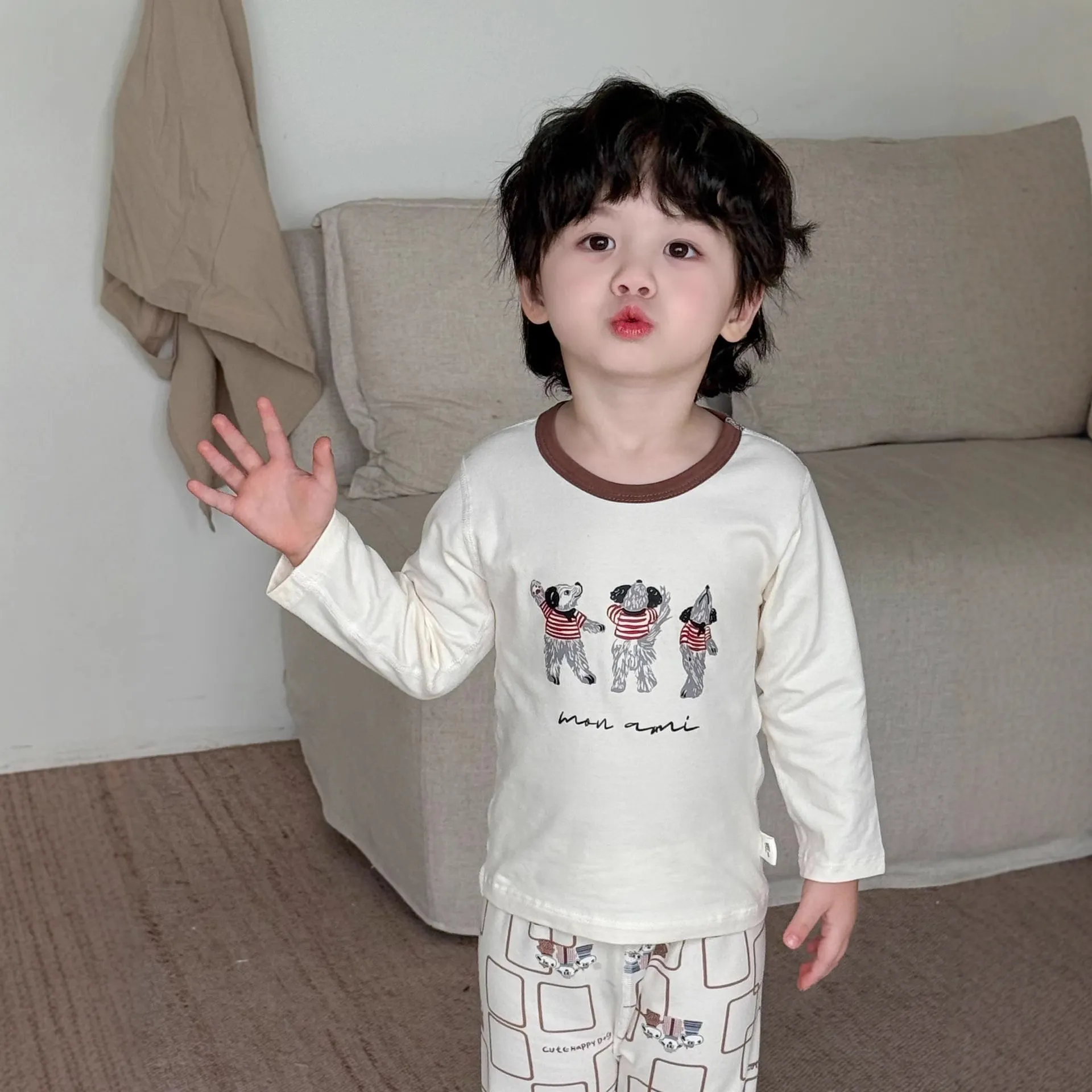 Kids Thermal Underwear Set - Lycra Seamless Pure Cotton - Boys and Girls Autumn Clothes, Pants, Baby Home Wear - Spring and Autumn thumbnail 3