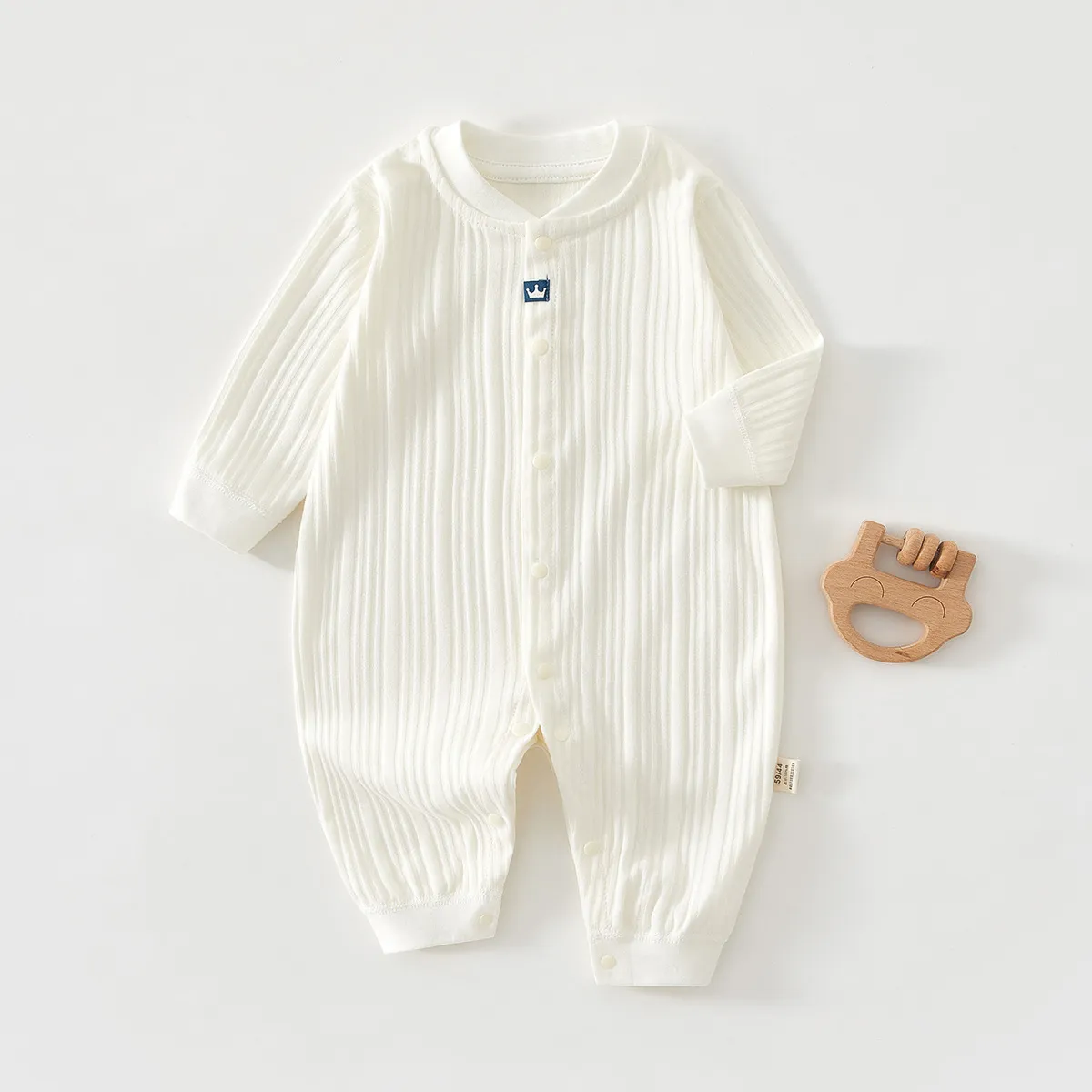 Crown Jacquard White Jumpsuit Spring And Autumn