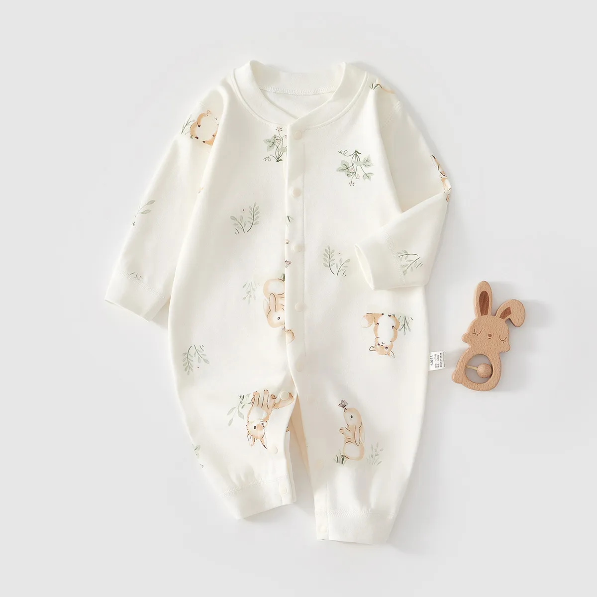 Newborn Baby Jumpsuit Cotton Spring Autumn Pajamas Thin Sleepwear Underwear Infant Bodysuit Clothes for Boys Girls 0-24 Months showcase 1