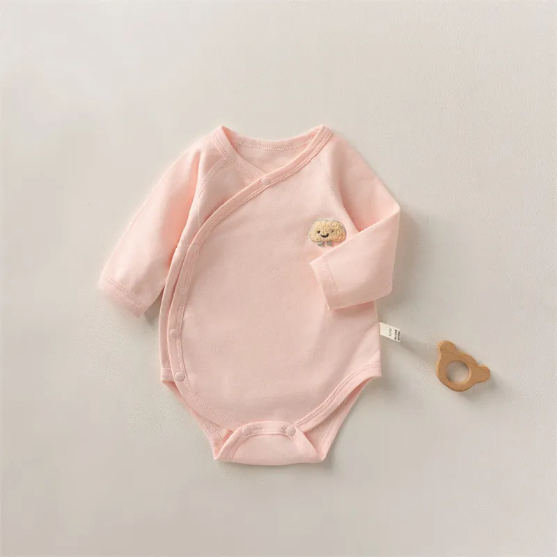 Newborn Baby Clothes Cotton Wrap Bodysuit Autumn Winter 0-1 Year Old Infant Triangle Romper Class A Base Layer Comfortable Sleepwear thumbnail 2