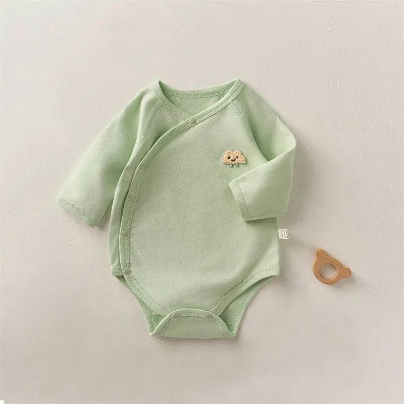 Newborn Baby Clothes Cotton Wrap Bodysuit Autumn Winter 0-1 Year Old Infant Triangle Romper Class A Base Layer Comfortable Sleepwear thumbnail 4