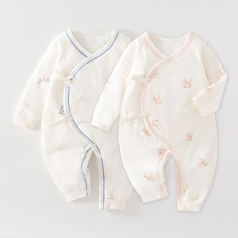 Newborn Baby Butterfly Clothes Set - 100% Cotton, Boneless, Thin Cotton, Autumn/Winter Hattie - Class A Quality, Infant Sleepwear thumbnail 1