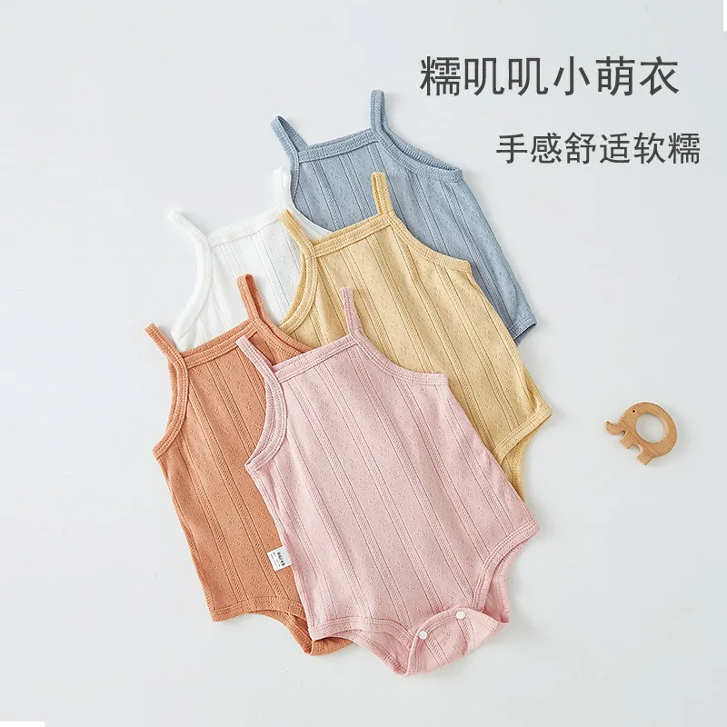 Summer Baby Sling Triangle Bag Fart Clothes Pure Cotton Belly Protecting Newborns Thin Summer Vest Baby's Hone-piece Clothes thumbnail 1