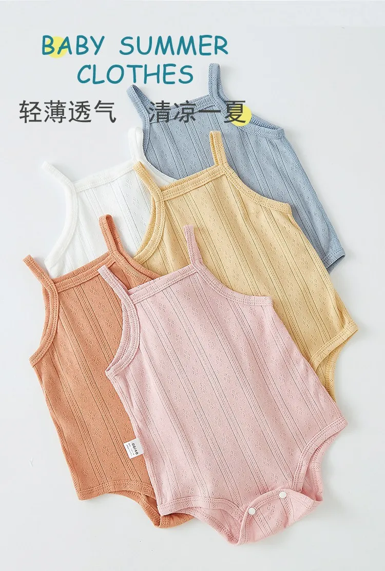 Summer Baby Sling Triangle Bag Fart Clothes Pure Cotton Belly Protecting Newborns Thin Summer Vest Baby's Hone-piece Clothes showcase 1