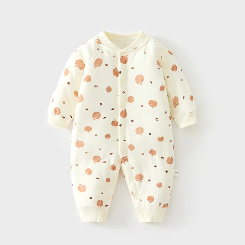 Baby Winter Romper Jumpsuit Quilted Cotton Padded Warm Outfit - Newborn Infant Thickened Split Leg Crawling Suit for Autumn/Winter thumbnail 2