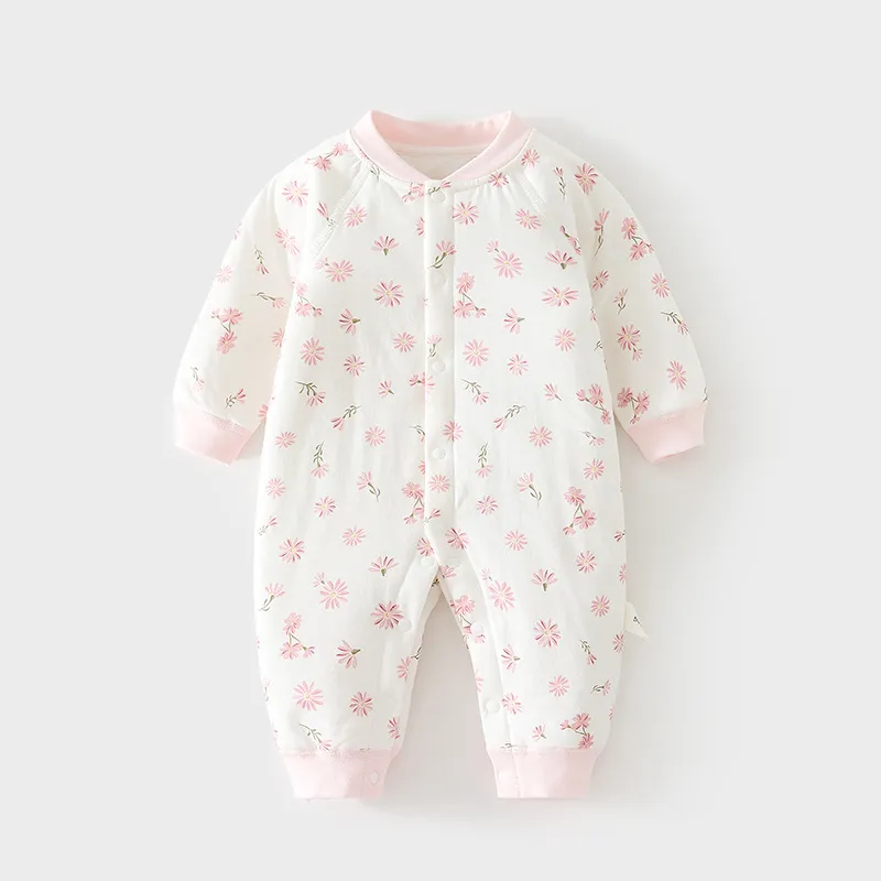 Baby Winter Romper Jumpsuit Quilted Cotton Padded Warm Outfit - Newborn Infant Thickened Split Leg Crawling Suit for Autumn/Winter thumbnail 10