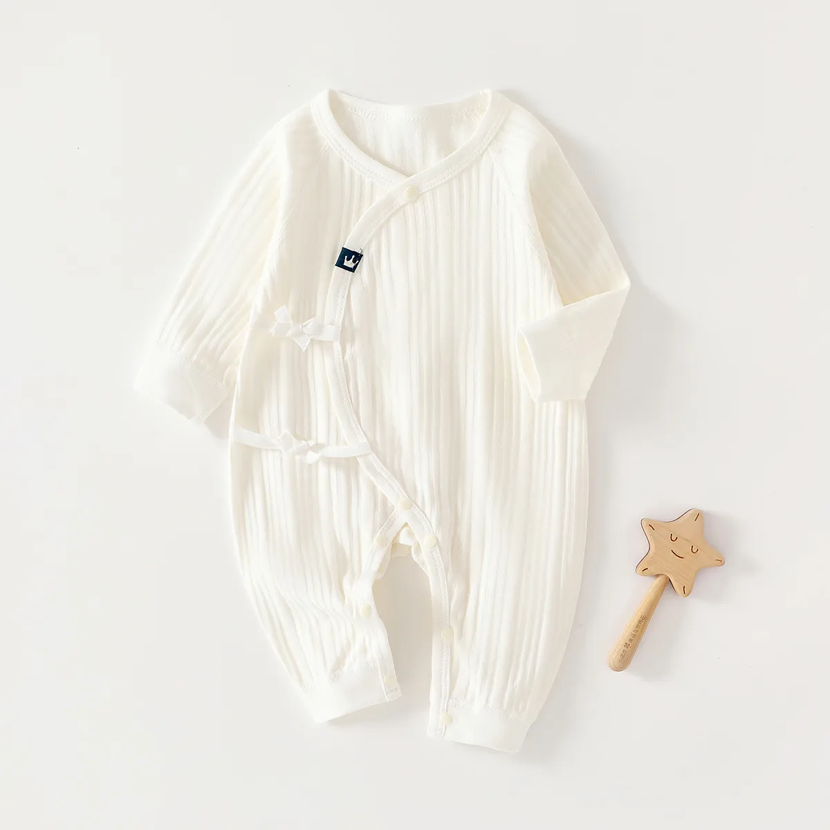 Newborn Baby Clothes Pure Cotton Romper Jumpsuit - Butterfly Design, Monk-Style, Spring, Autumn, All Seasons - Soft and Comfortable for Infants thumbnail 1
