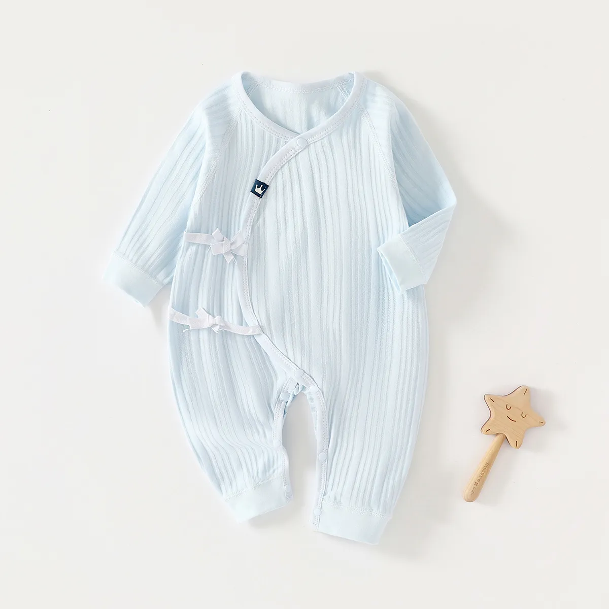Newborn Baby Clothes Pure Cotton Romper Jumpsuit - Butterfly Design, Monk-Style, Spring, Autumn, All Seasons - Soft and Comfortable for Infants thumbnail 4