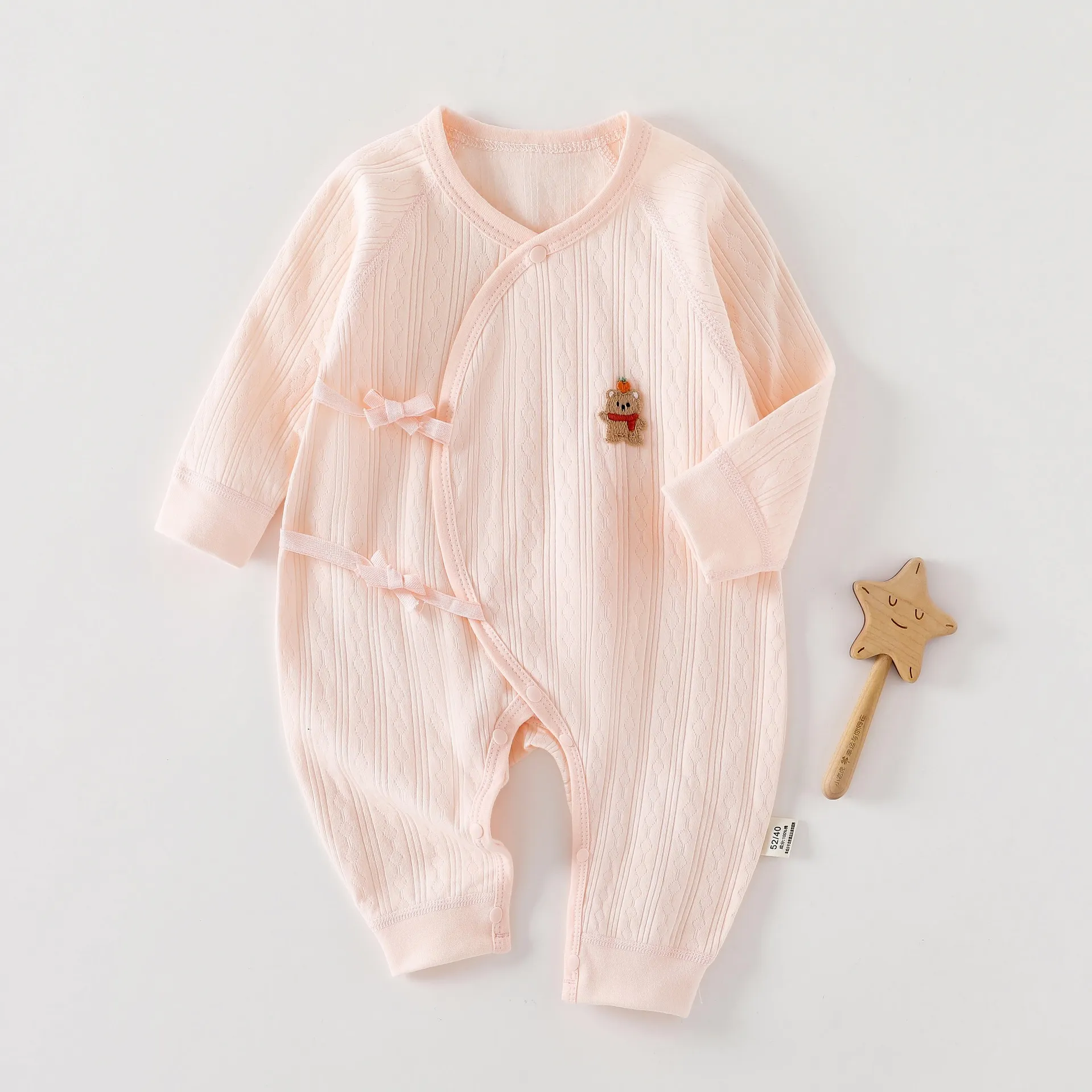 Newborn Baby Clothes Pure Cotton Romper Jumpsuit - Butterfly Design, Monk-Style, Spring, Autumn, All Seasons - Soft and Comfortable for Infants thumbnail 10