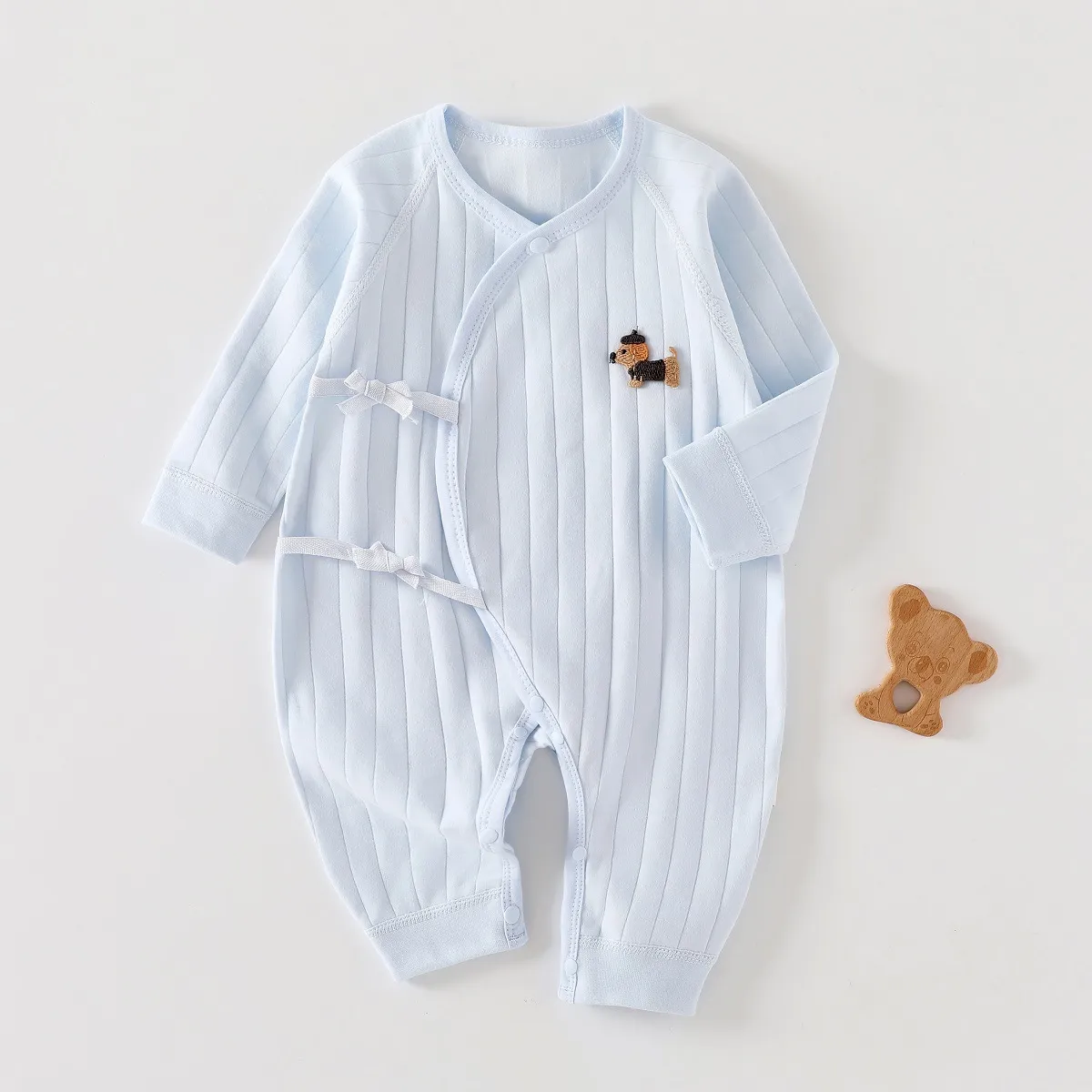Newborn Baby Clothes Pure Cotton Romper Jumpsuit - Butterfly Design, Monk-Style, Spring, Autumn, All Seasons - Soft and Comfortable for Infants thumbnail 7