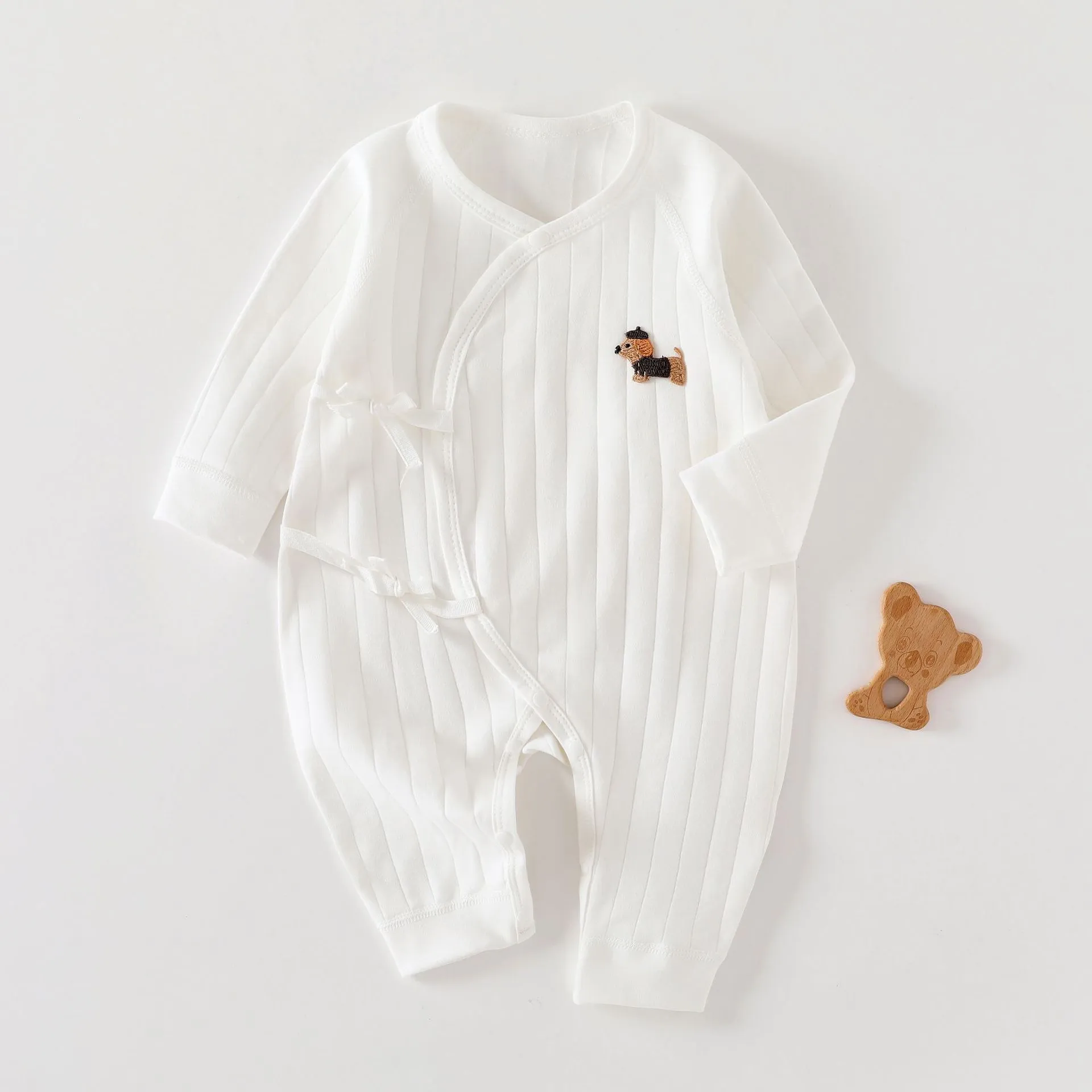 Newborn Baby Clothes Pure Cotton Romper Jumpsuit - Butterfly Design, Monk-Style, Spring, Autumn, All Seasons - Soft and Comfortable for Infants thumbnail 6