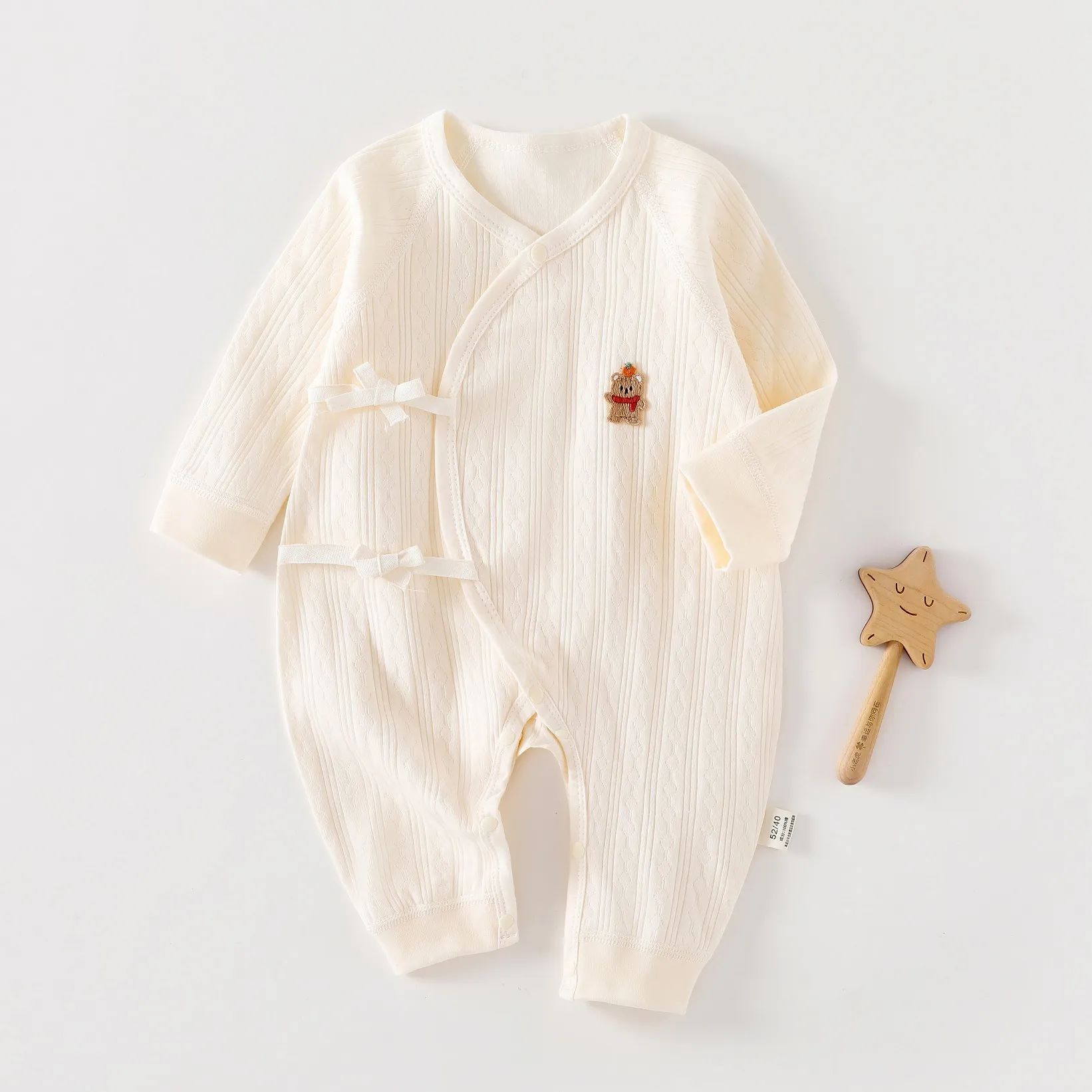 Newborn Baby Clothes Pure Cotton Romper Jumpsuit - Butterfly Design, Monk-Style, Spring, Autumn, All Seasons - Soft and Comfortable for Infants thumbnail 9