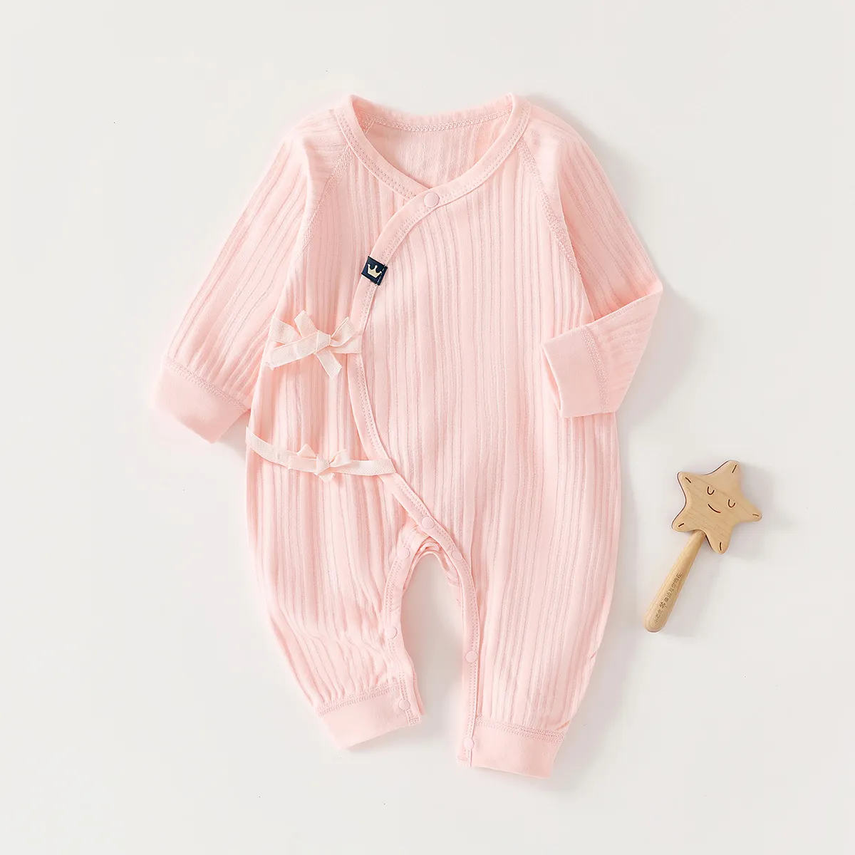 Newborn Baby Clothes Pure Cotton Romper Jumpsuit - Butterfly Design, Monk-Style, Spring, Autumn, All Seasons - Soft and Comfortable for Infants thumbnail 2