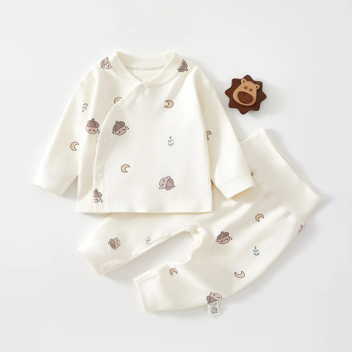 Baby Cotton Clothes Set - Autumn/Winter Newborn Underwear Suit - Soft, Boneless, Comfortable Infant Pajamas & Trousers for Boys & Girls thumbnail 1
