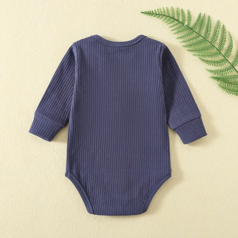 Newborn Baby Ribbed Romper Long Sleeve - Autumn Winter Crawling Outfit Jumpsuit - Infant One-Piece Bodysuit Sleepwear for Boys and Girls showcase 10