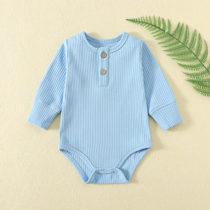 Newborn Baby Ribbed Romper Long Sleeve - Autumn Winter Crawling Outfit Jumpsuit - Infant One-Piece Bodysuit Sleepwear for Boys and Girls showcase 7