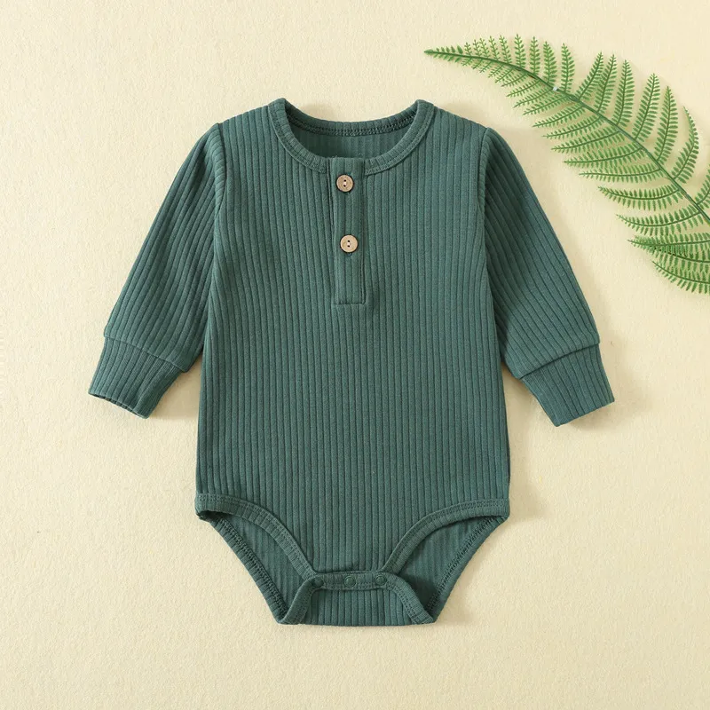 Newborn Baby Ribbed Romper Long Sleeve - Autumn Winter Crawling Outfit Jumpsuit - Infant One-Piece Bodysuit Sleepwear for Boys and Girls showcase 8