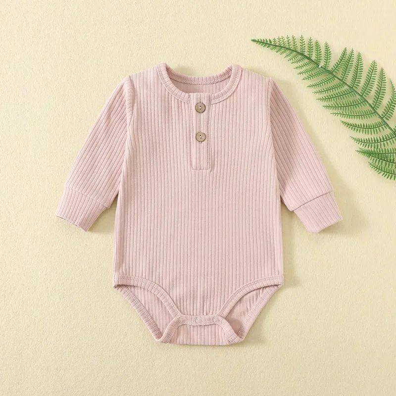 Newborn Baby Ribbed Romper Long Sleeve - Autumn Winter Crawling Outfit Jumpsuit - Infant One-Piece Bodysuit Sleepwear for Boys and Girls showcase 5