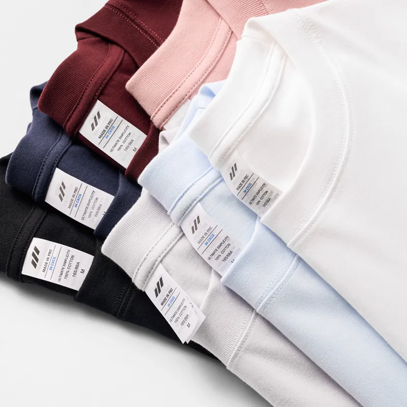 Men's Long Sleeve Cotton T-Shirt - Heavyweight 300g Combed Cotton - Loose Fit Versatile Solid Color Base Layer - Autumn/Winter thumbnail 1