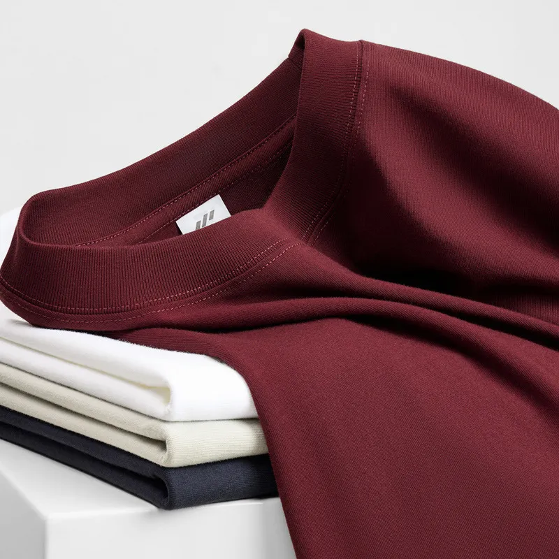 Men's Long Sleeve Cotton T-Shirt - Heavyweight 300g Combed Cotton - Loose Fit Versatile Solid Color Base Layer - Autumn/Winter thumbnail 2
