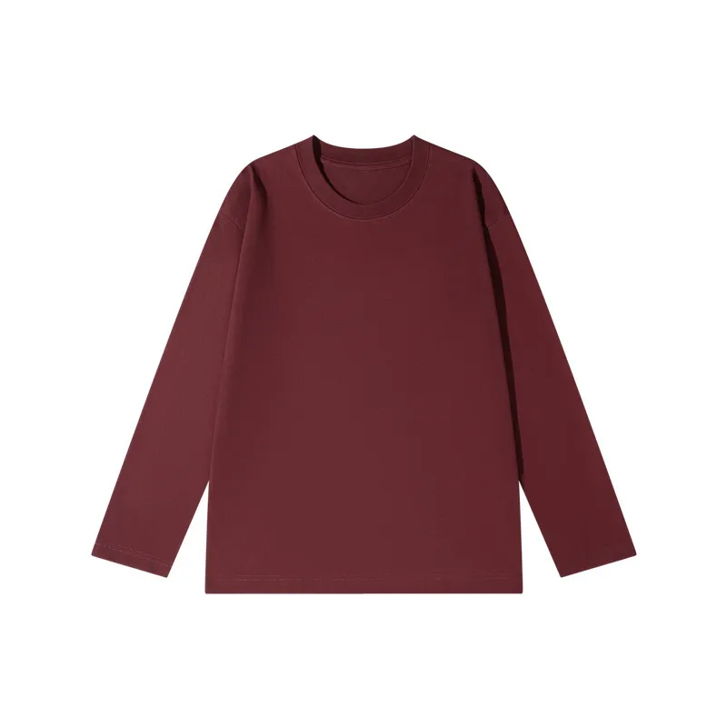 Men's Long Sleeve Cotton T-Shirt - Heavyweight 300g Combed Cotton - Loose Fit Versatile Solid Color Base Layer - Autumn/Winter thumbnail 7